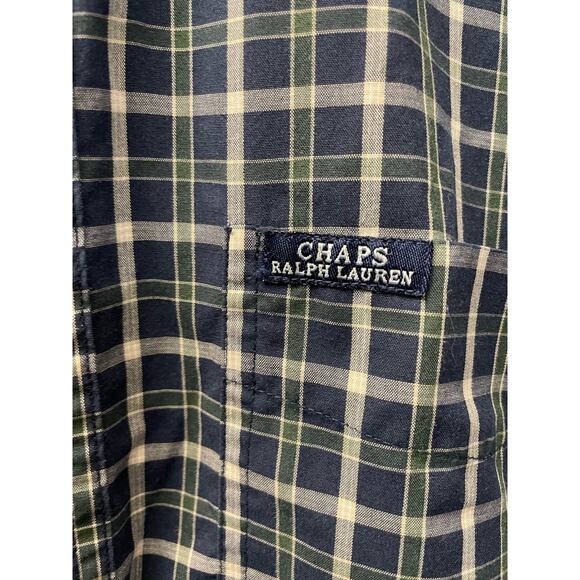 Chaps by Ralph Lauren men’s button up long sleeve shirt plaid‎ blue white size M - Picture 2 of 5